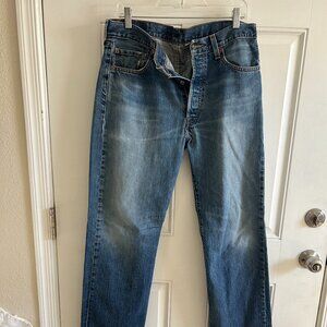 Levi’s Mens 501 Button Fly Original Riveted Jeans 34W 32L